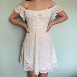 ASTR the Label White Lace Off-The-Shoulder Dress